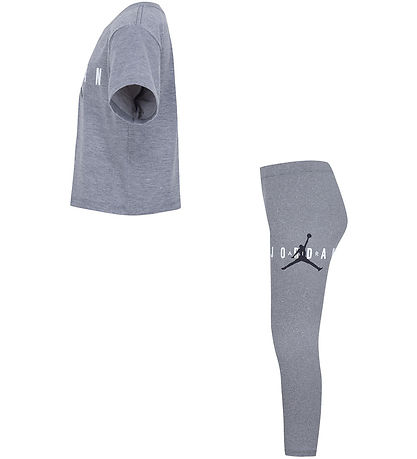 Jordan T-Shirt/Leggings - Grmeleret m. Logo