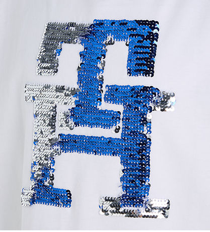 Tommy Hilfiger T-shirt - Monogram Sequins - White m. Palietter