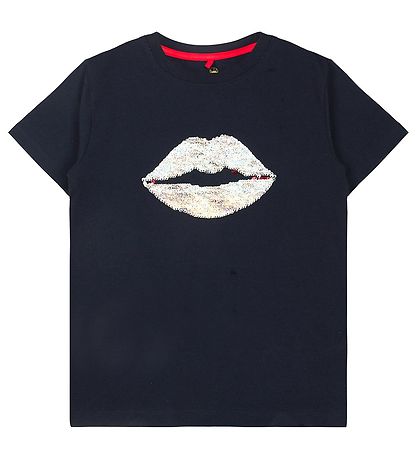 The New T-Shirt - TnLips - Navy Blazer m. Pailletter