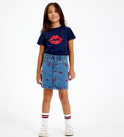 The New T-Shirt - TnLips - Navy Blazer m. Pailletter