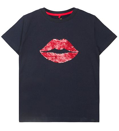 The New T-Shirt - TnLips - Navy Blazer m. Pailletter
