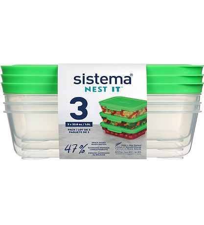 Sistema Opbevaringsbokse - 3-pak - Nest It - 1 l - Grøn
