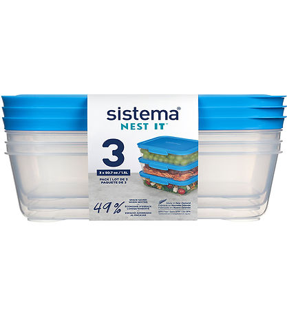 Sistema Opbevaringsbokse - 3-pak - Nest It - 1,5 l - Bl