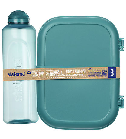 Sistema Madkasse m. Drikkedunk - 1,1 l/480 ml - Teal Stone