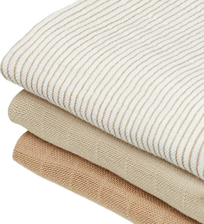 Cam Cam Stofbleer - 70x70 cm - 3-pak - Classic Stripes Camel/Lat