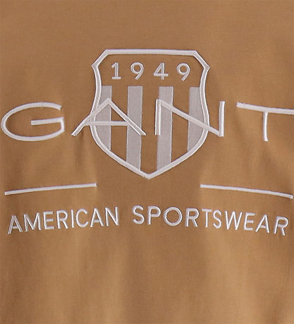 GANT T-shirt - Relaxed Contrast Shield - Burnt Sugar m. Hvid