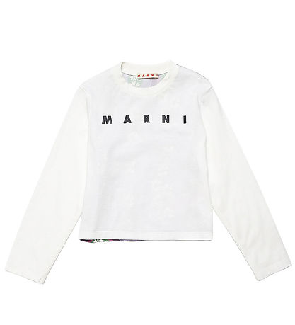 Marni Bluse - Hvid/Grn/Lilla m. Blomster