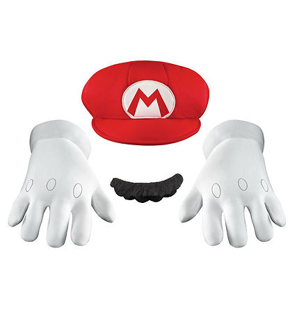 Disguise Udklædning - Mario Hat m. Overskæg & Handsker