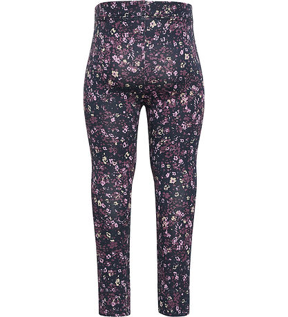 Hummel Leggings - hmlFloa - Ombra Blue/Lilla m. Blomster