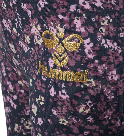 Hummel Leggings - hmlFloa - Ombra Blue/Lilla m. Blomster