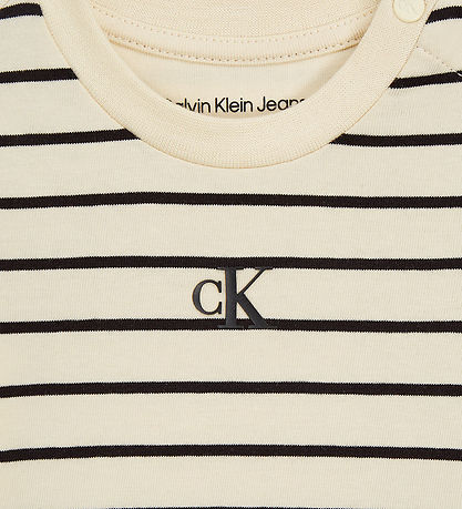 Calvin Klein Bluse - Black/Vanilla Stripe