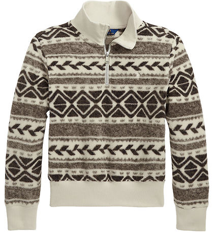 Polo Ralph Lauren Fleecetrje - Holiday - Creme/Brun m. Mnster