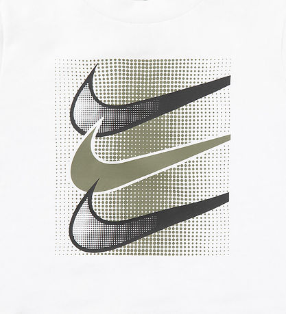 Nike T-shirt - Hvid m. Armygrn/Sort