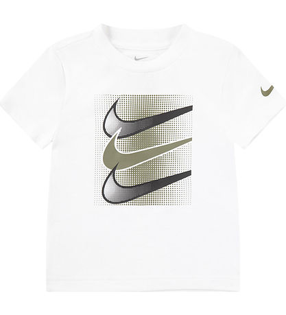 Nike T-shirt - Hvid m. Armygrn/Sort