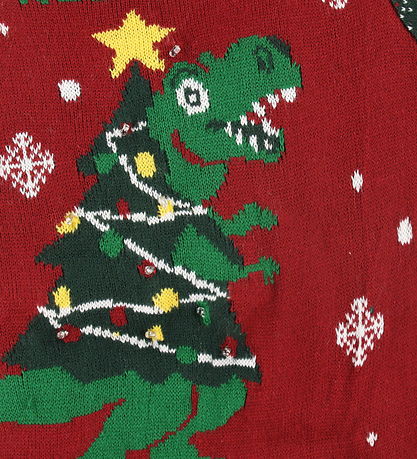 Jule-Sweaters Bluse m. Lys - The Tree-REX Sweater - Rd/Grn