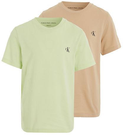 Calvin Klein T-shirt - 2-pak - Monogram - Exotic Mint/Warm Sand