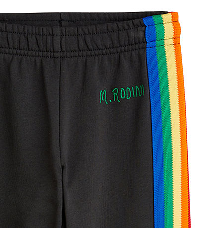 Mini Rodini Sweatpants - Rainbow Stripe - Sort