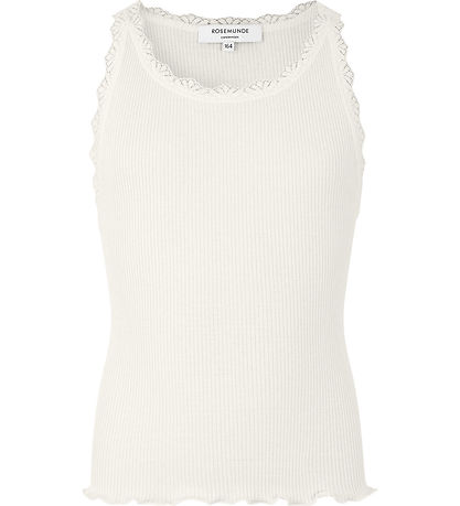 Rosemunde Top - Silke/Bomuld -  New White m. Blonder