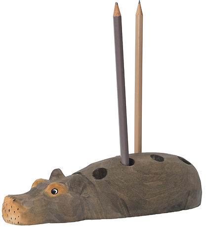 ferm Living Blyantsholder - Hippo - 19x7x4,5 cm - Handskåret Træ