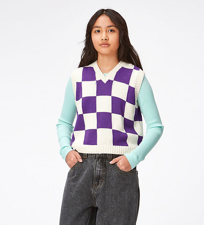 Molo Vest - Strik - Gitta - Purple Shell Check