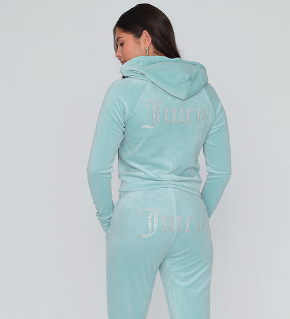 Juicy Couture Cardigan - Cropped - Madison - Velour - Blue Surf