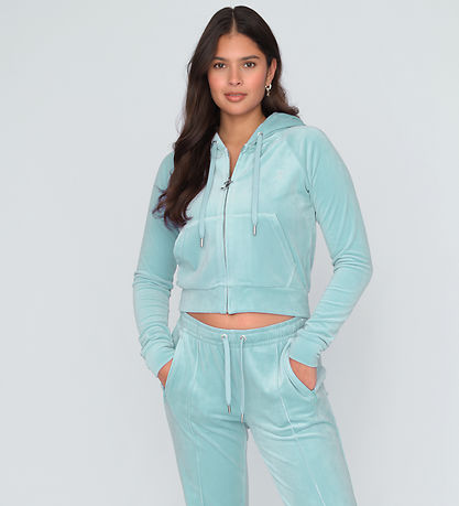 Juicy Couture Cardigan - Cropped - Madison - Velour - Blue Surf
