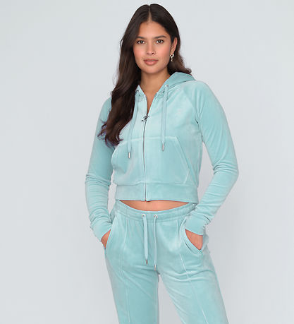 Juicy Couture Cardigan - Cropped - Madison - Velour - Blue Surf 