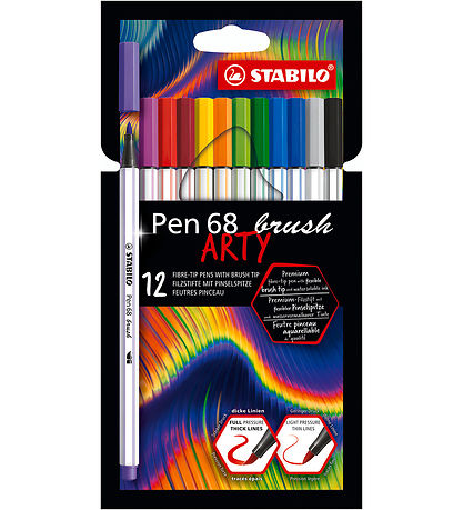 Stabilo Tuscher - Pen 68 Brush Arty - 12 stk. - Multifarvet