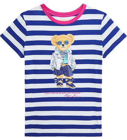 Polo Ralph Lauren T-shirt - Hvid/Blstribet m. Bamse