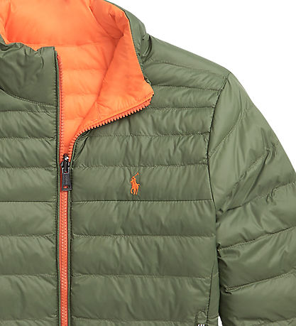 Polo Ralph Lauren Dynejakke - Vendbar - Army/Orange