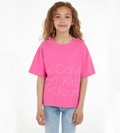 Calvin Klein T-shirt - Puff Hero Logo - Pink Amour