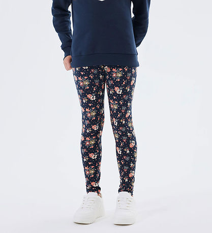 Name It Leggings - NkfVivian - Noos - Dark Sapphire m. Blomster