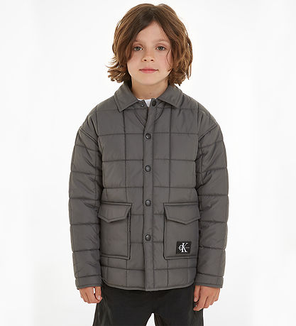 Calvin Klein Termojakke - Quilted Badge - Mrkegr