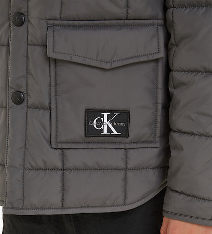 Calvin Klein Termojakke - Quilted Badge - Mrkegr