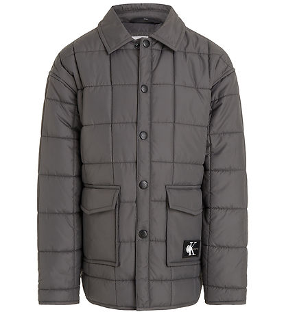 Calvin Klein Termojakke - Quilted Badge - Mrkegr