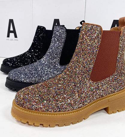 Angulus Støvler - Chelsea - Multi Glitter/Tan/Cognac
