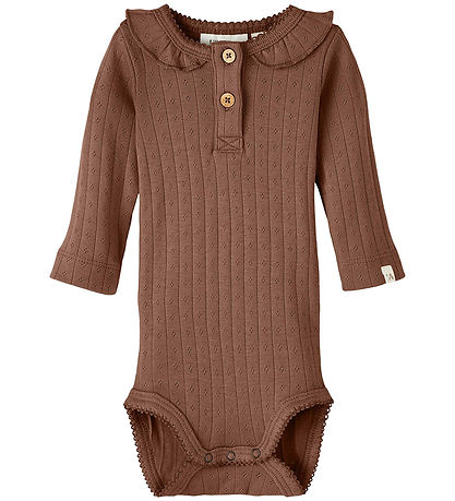 Lil Atelier Body l/æ - Noos - NbfRachel - Carob Brown m Hulmønst