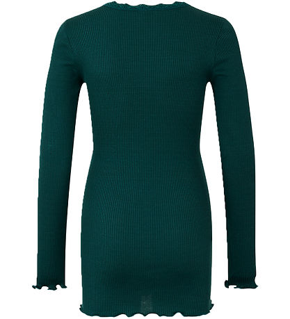 Rosemunde Bluse - Silke/Bomuld - Rib - Dark Teal