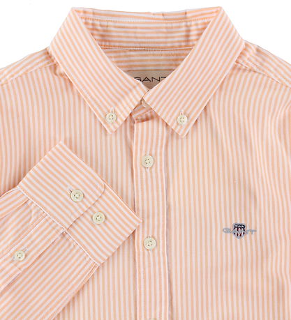 GANT Skjorte - Oxford - Coral Apricot/Hvidstribet