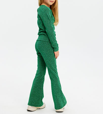 The New Bukser - TnJidalou - Flared Pants - Bright Green Glitter
