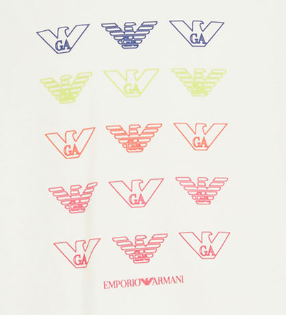 Emporio Armani T-shirt - Cropped - Hvid m. Logoer