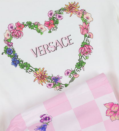 Versace Kjole - Hvid/Rosaternet m. Blomster