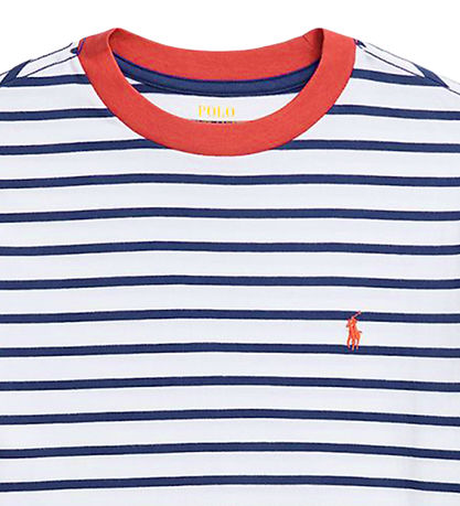 Polo Ralph Lauren T-shirt - Hvid/Navystribet m. Rd