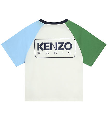 Kenzo T-shirt - Ivory m. Grn/Lysebl