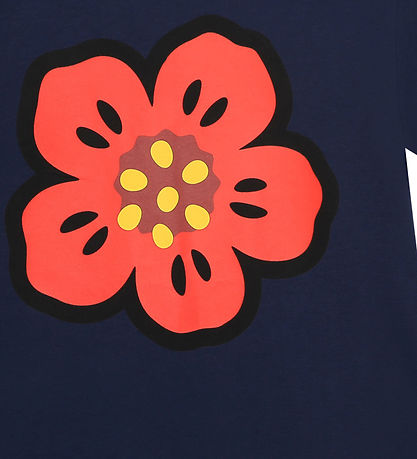 Kenzo Kjole - Navy/Rd m. Blomst