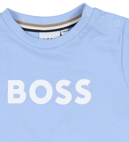 BOSS T-shirt - Lysebl m. Hvid