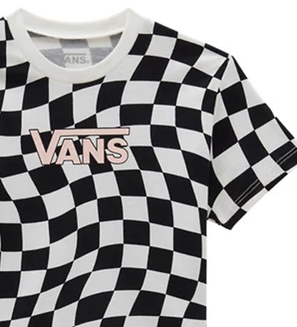 Vans T-shirt - Warped 66 Check Crew - Black/Marshmallow