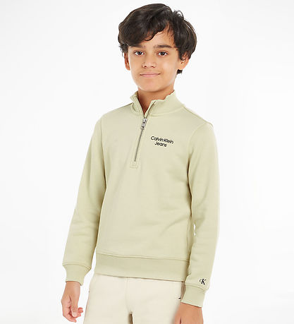 Calvin Klein Sweatshirt - Terry Half-Zip - Green Haze