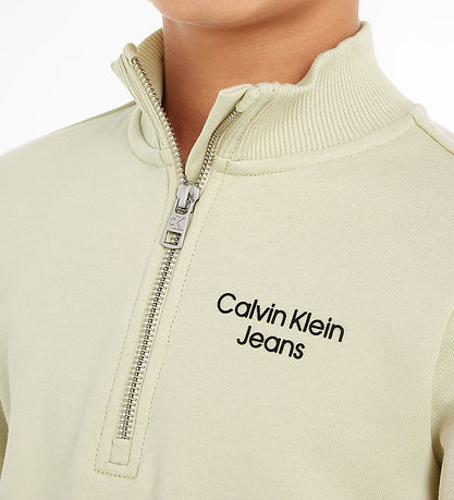 Calvin Klein Sweatshirt - Terry Half-Zip - Green Haze