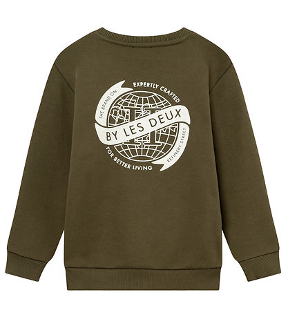 Les Deux Sweatshirt - Globe - Olive Night/Ivory